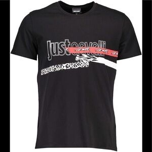 Just Cavalli Printed Logo Tee Black Large